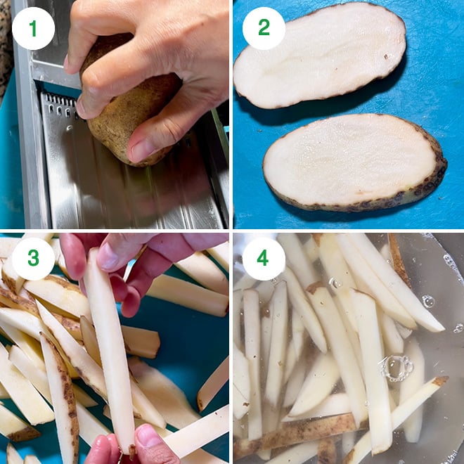 step by step picture collage of making masala fries in air fryer