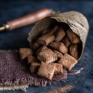 cinnamon sugar shakarpara coming out from a topped muffin liner