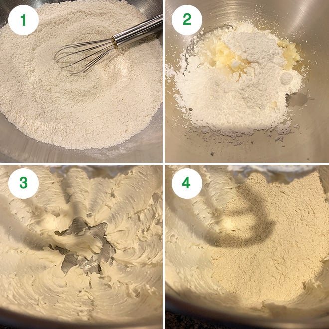 step by step picture collage of making coconut rose cookies