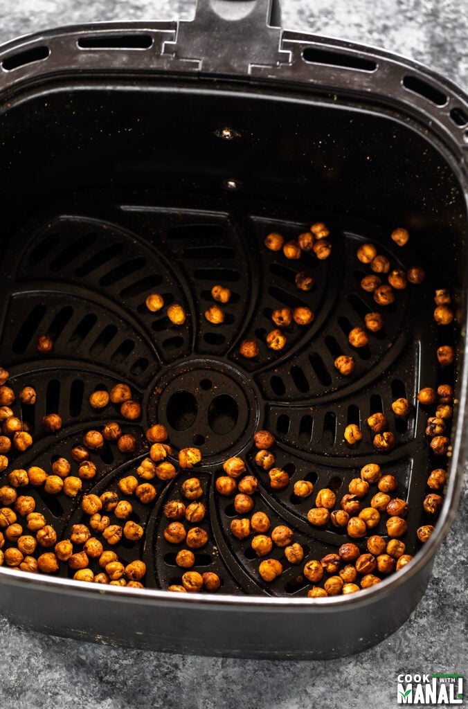roasted chickpeas placed in air fryer