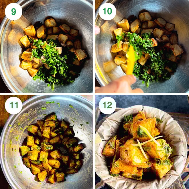 step by step picture collage of making delhi style aloo chaat in the air fryer