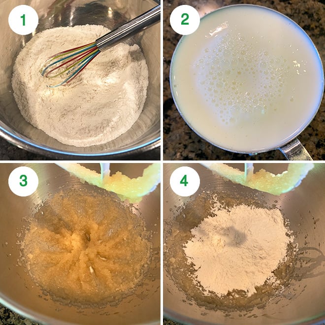 picture collage of making eggless blueberry muffins