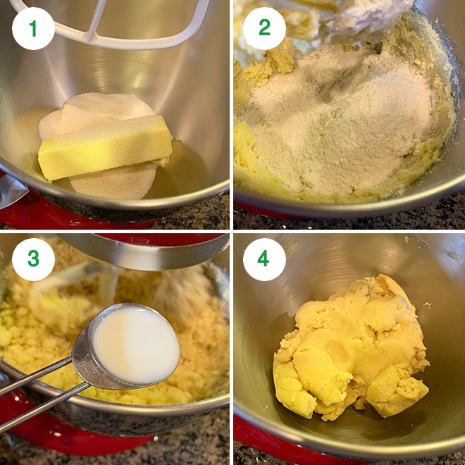 step by step collage of making checkerboard cookies