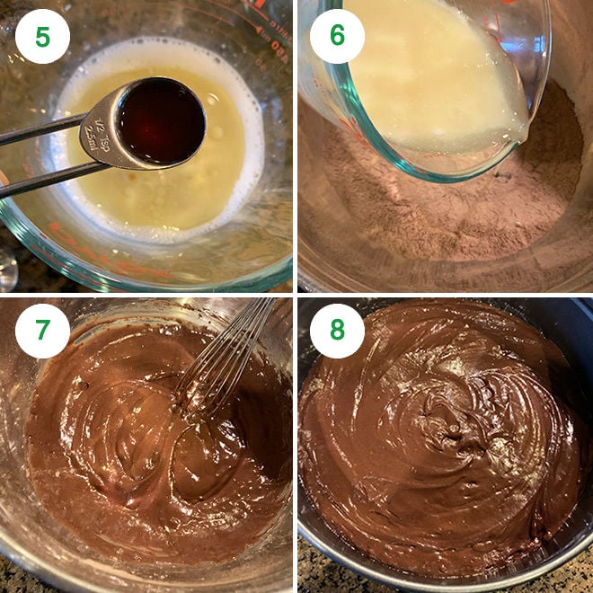 step by step picture collage of making eggless chocolate mousse cake