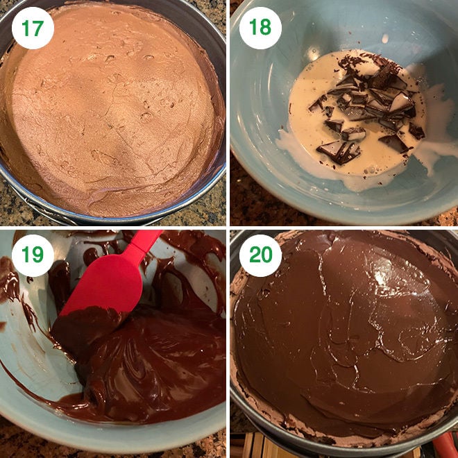 step by step picture collage of making eggless chocolate mousse cake
