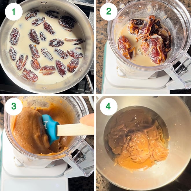 step by step picture collage of making eggless date walnut cake