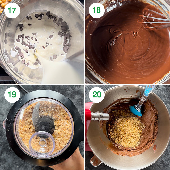 step by step picture collage of making hazelnut praline