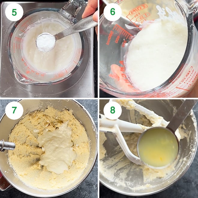 step by step picture collage of making eggless lemon cake