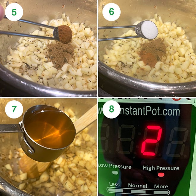 step by step picture collage of making apple chutney in instant pot
