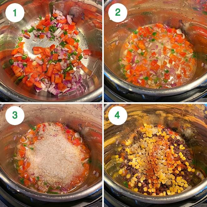step by step pictures of making instant pot enchilada rice