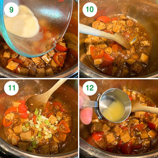 step by step picture collage of making hawaiian tofu in instant pot