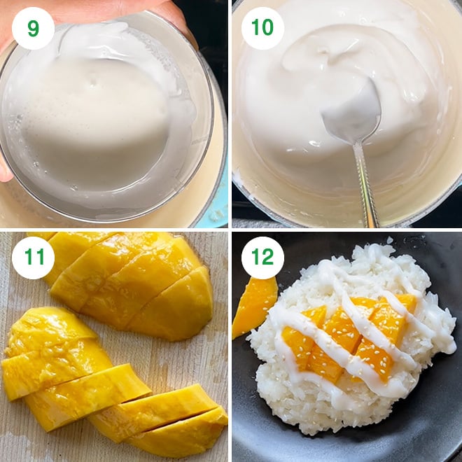step by step picture collage of making mango sticky rice in instant pot