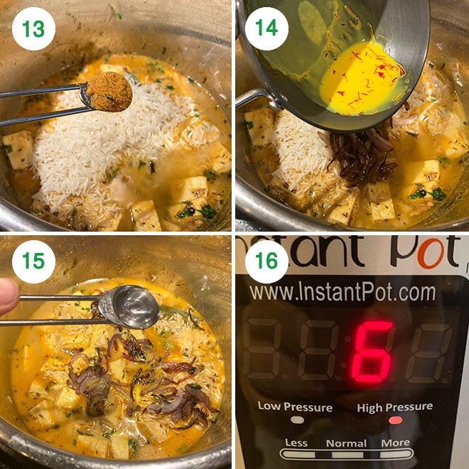 step by step picture collage of making paneer biryani in instant pot