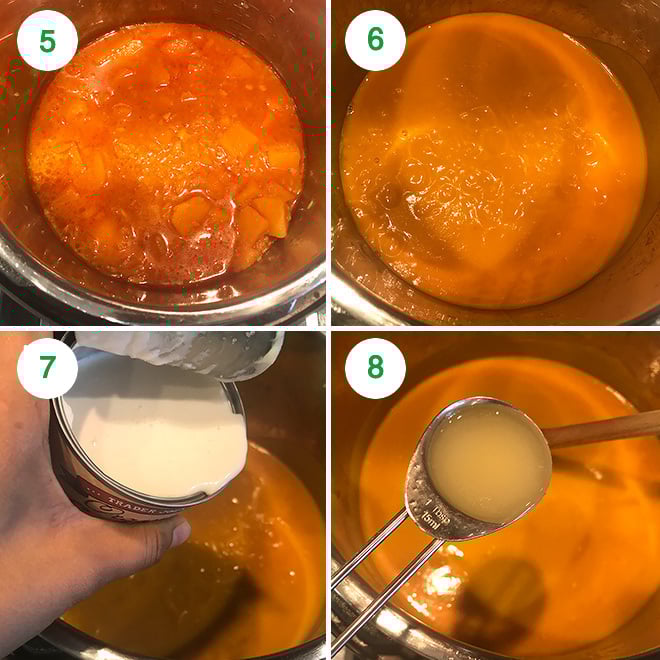 thai butternut squash soup being made in the instant pot