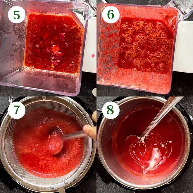 step by step picture collage of making tomato beetroot soup in the instant pot