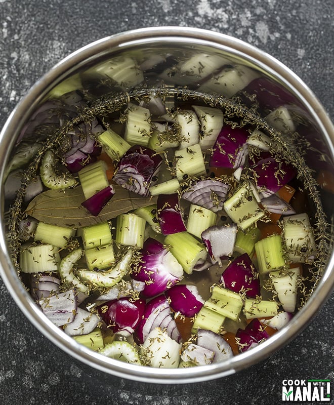 cut veggies with water in the instant pot
