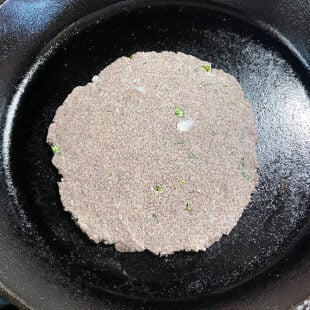 buckwheat flour flatbread on a skillet