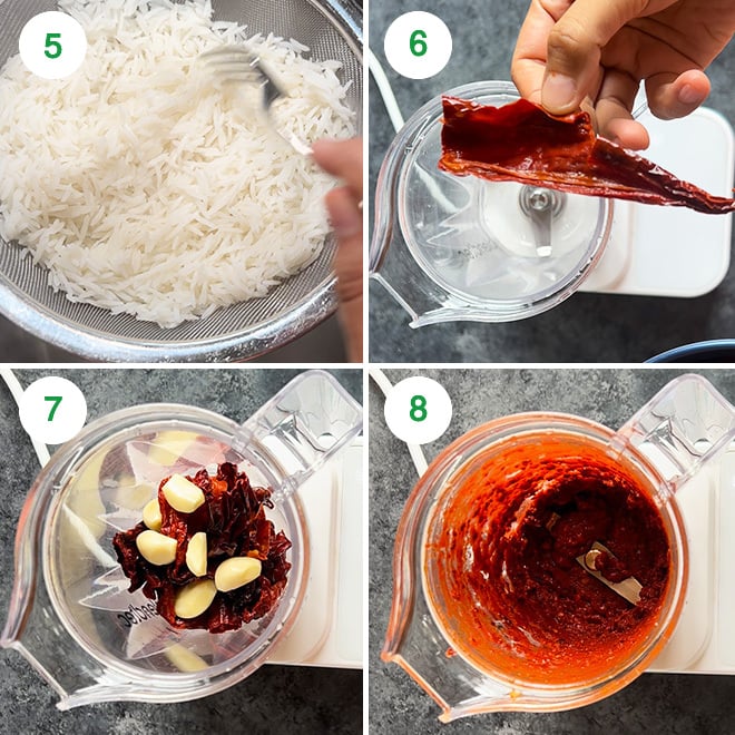 step by step picture collage of making tawa pulao