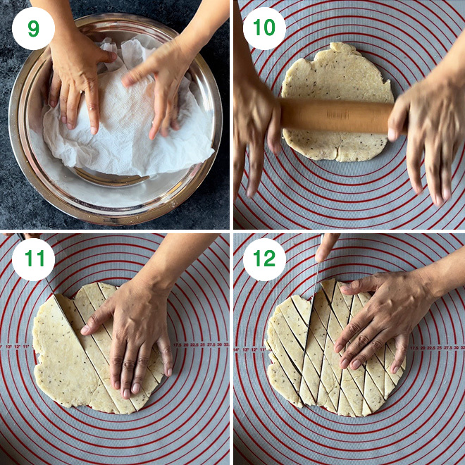 step by step picture collage of making namak para