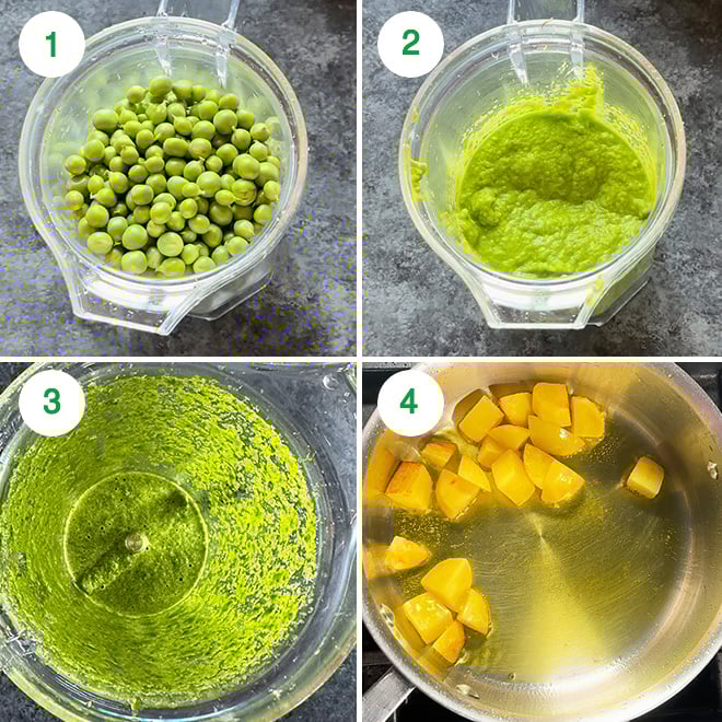 step by step picture collage of making matar nimona at home