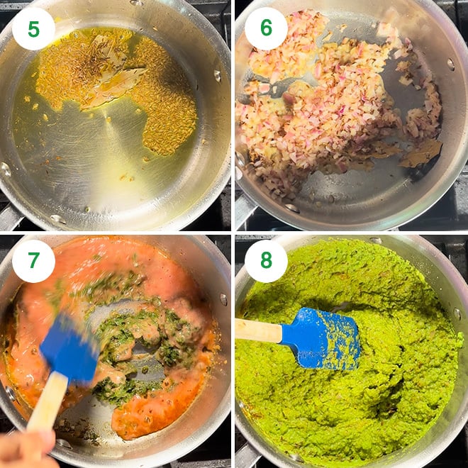 step by step picture collage of making matar nimona at home