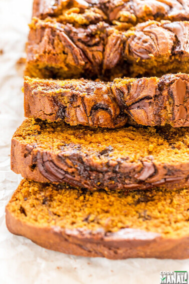 nutella swirled pumpkin bread