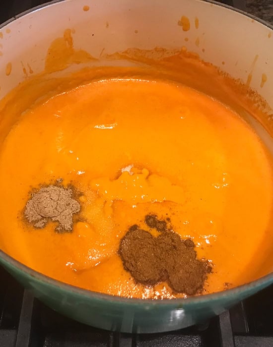 ground spices added to paneer curry