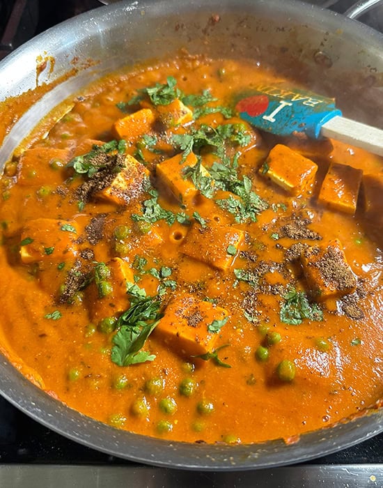 paneer curry in a pan