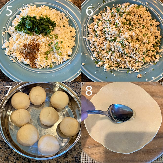 step by step picture collage of making paneer paratha