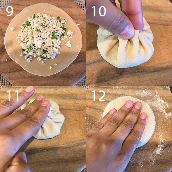 step by step picture collage of making paneer paratha