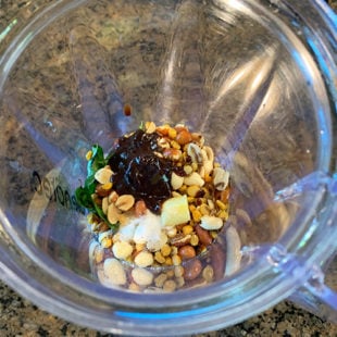 peanuts with tamarind concentrate, ginger, chilies in a blender