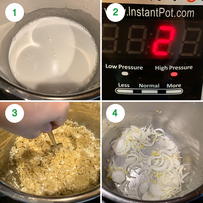step by step picture collage of making quinoa fried rice