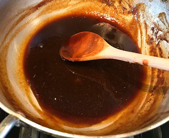 smooth tamarind chutney in a kadai
