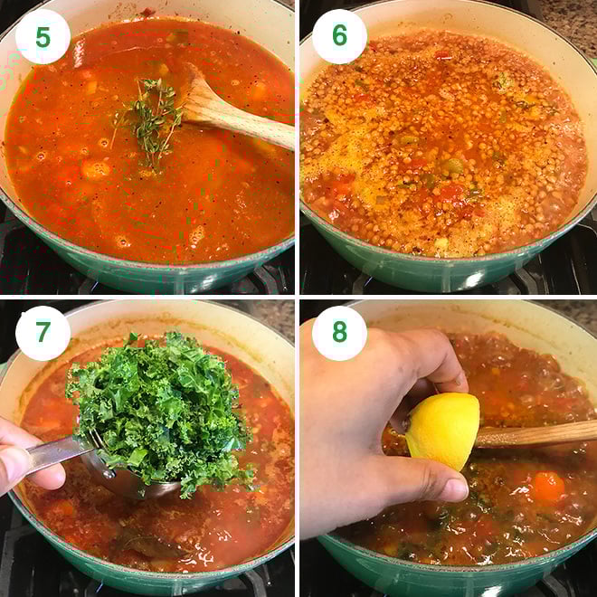 step by step pictures of making vegan lentil soup at home
