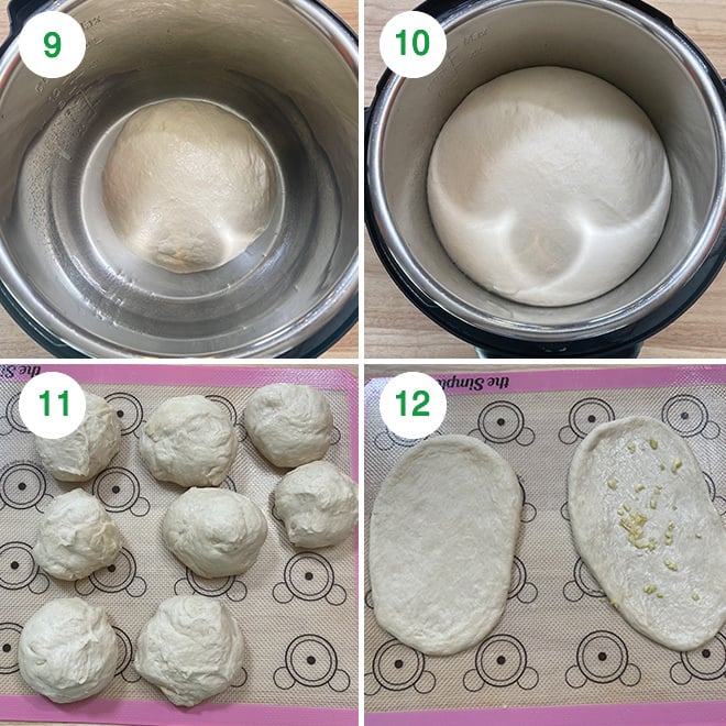 step by step picture collage of making vegan naan