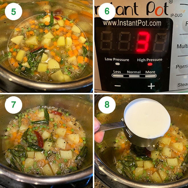 step by step picture collage of making vegetable coconut stew
